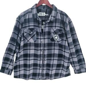 Men’s Button Down Long Sleeve Shirt XL Star Wars Flannel Crush the Rebellion